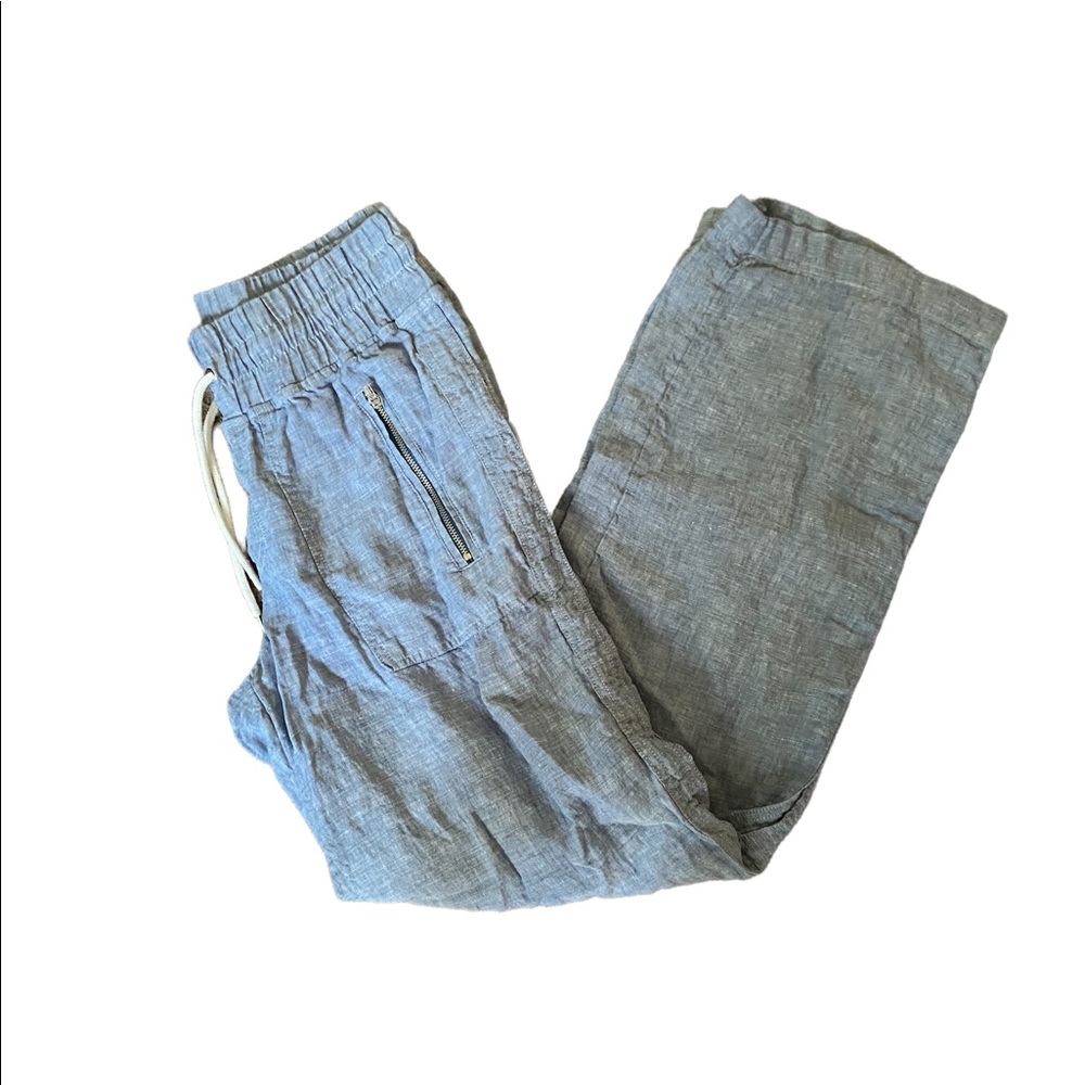 Athleta Cabo 100% Linen Wide Leg Pants in Cambray Blue